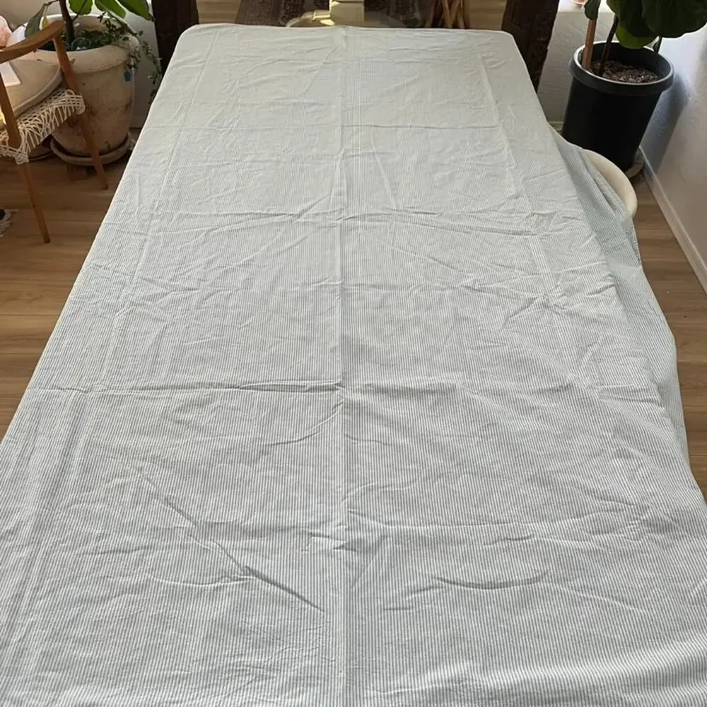 Ikea Bergpalm Duvet Cover Twin Blue/Gray Striped Button Closure 100% Cotton